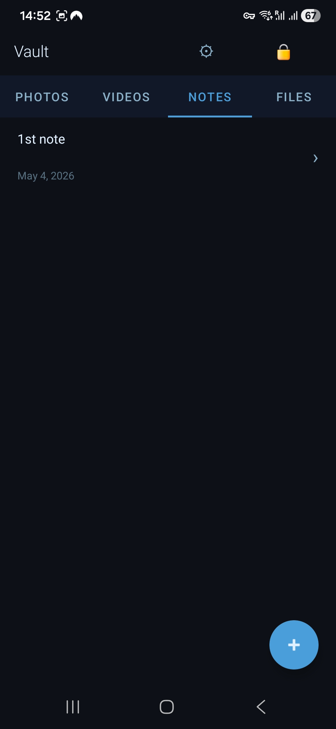 RainTrack vault notes tab